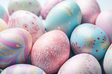 Colorful Easter Eggs Background - Vibrant Holiday Display - Created with Generative AI Tools