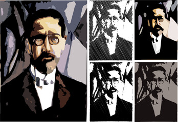 5 creative drawings based on a portrait Anton Pavlovich Chekhov 1860-1904, was a Russian playwright and short-story writer