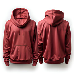 Blank Red Hoodie Template for Your Designs: Front and Back Display. Fashion-ready: Red Hoody Mockup Front and Back Perspectives