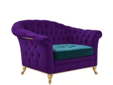 Purple velvet luxurious Victorian style Sofa Generative AI