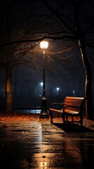 Fototapeta na wymiar A rainy dark night and peaceful but lonely 