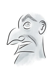 Friendly cartoon sketch in gray tones. Digital illustration for design - 688507436
