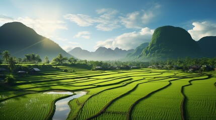 Natural landscapes with rice fields.