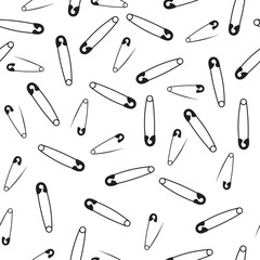 Seamless pattern of safety pins on a white background vector illustration