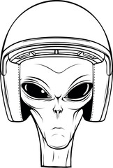 Vector outline alien head vector illustration design - 688508408