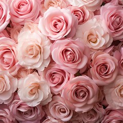 Closeup beautiful background of  pink roses.  . AI Generative