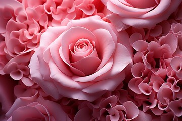  Beautiful pink rose macro background  ,AI Generate