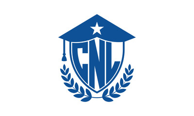 CNL three letter iconic academic logo design vector template. monogram, abstract, school, college, university, graduation cap symbol logo, shield, model, institute, educational, coaching canter, tech