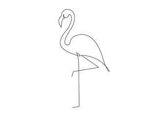 Flamingo continuous one line drawing. Single line art of flamingo. Isolated on white background vector illustration. Pro vector. 