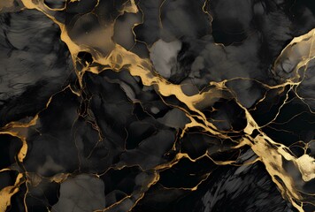 Marbled black and golden abstract background. Liquid marble ink pattern. abstract background with blue, yellow and white paint mixing in watercolor 
