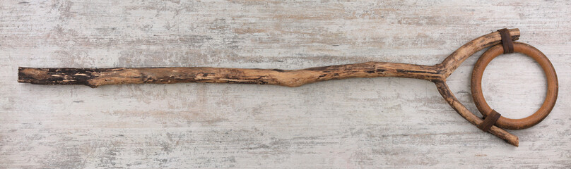 magic staff on wooden background