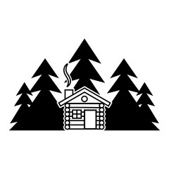 Obraz premium Wood cabin icon