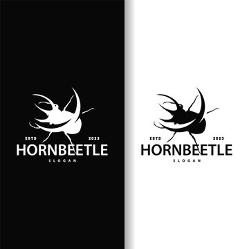 beetle logo design simple silhouette insect animal illustration template vector