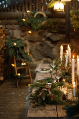 christmas table setting for holiday winter wedding