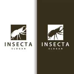 beetle logo design simple silhouette insect animal illustration template vector