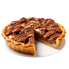 Pecan pie with a golden crust AI generative
