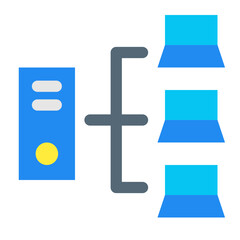 Obraz premium IT、ネットワーク、サーバーを表すカラースタイルのアイコン