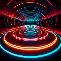 Fototapeta na wymiar 3d abstract background with neon lights and tunnel. 3d rendering
