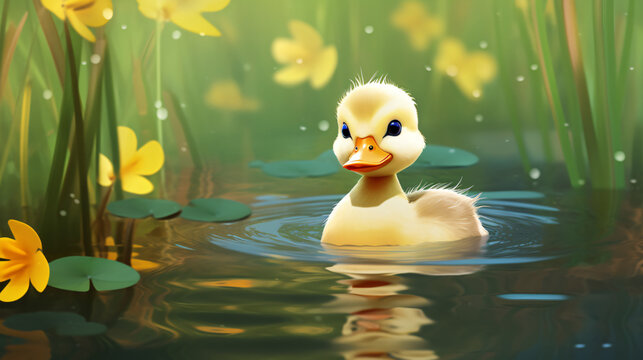 Cute Cartoon Baby Duck