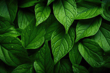 Background of green spring leaves