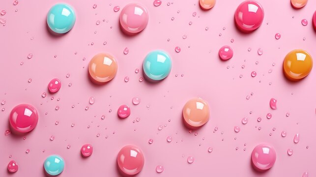 colorful balls on a pink background