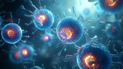 Abstract cells in mitosis or multiplication of cells