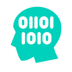AI、頭、2進数を表すカラースタイルのアイコン