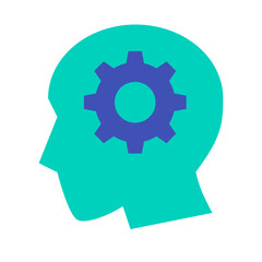 AI、頭、歯車を表すカラースタイルのアイコン
