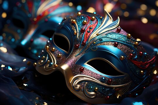 Galactic carnival masks forming cosmic constellations, festive carnival photos