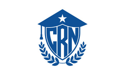 CRN three letter iconic academic logo design vector template. monogram, abstract, school, college, university, graduation cap symbol logo, shield, model, institute, educational, coaching canter, tech