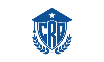 CRQ three letter iconic academic logo design vector template. monogram, abstract, school, college, university, graduation cap symbol logo, shield, model, institute, educational, coaching canter, tech