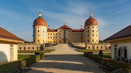 Fototapeta na wymiar Majestic view of Moritzburg Castle near Dresden. Popular tourist destination.
