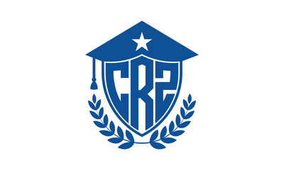 CRZ three letter iconic academic logo design vector template. monogram, abstract, school, college, university, graduation cap symbol logo, shield, model, institute, educational, coaching canter, tech