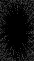 Falling numbers, big data concept. Binary white disorderly flying digits. Classic futuristic banner on black background. Digital illustration with falling numbers.
