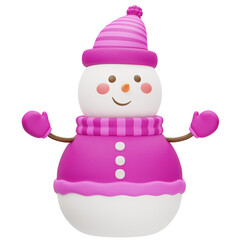 Cute Snowman Wearing A Pink Sweater 3D Icon