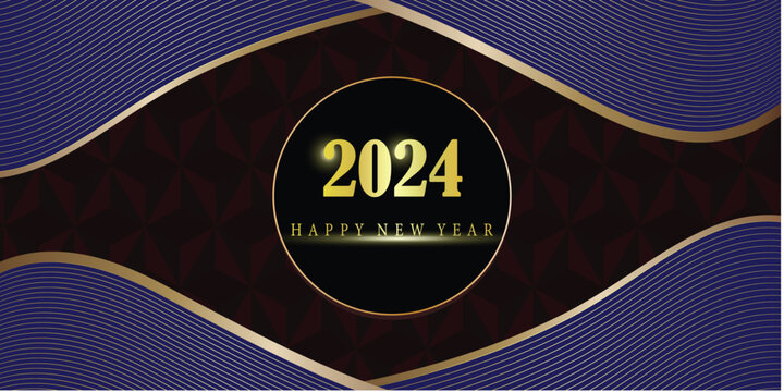 Abstract luxury template of Happy new year 2024 for invitation or promotion new year, luxurious golden wallpaper of 2024 new year, ideal for new year promoting poster template, vector art