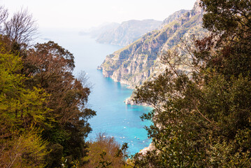 Fototapeta na wymiar Scenic view of rocky Amalfi coast in Italy