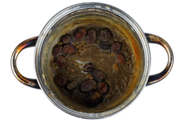 Burnt broad or fava beans isolated on white background,Spoiled food