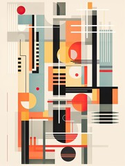 Bauhaus architectural elements take center stage in this geometric print