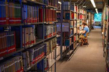 Books on the rack in library