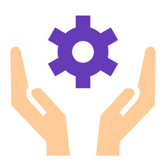 DX、歯車、手を表すカラースタイルのアイコン