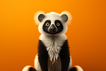 Obraz premium A minimalist Lemur icon, featuring a sleek and stylish Lemur profile against a pale coral background. This design offers a modern and sophisticated touch, suitable for contemporary branding.