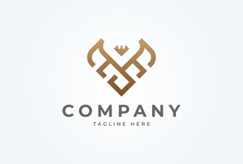 Obraz premium Eagle Royal logo. modern eagle bird in gold color. flat design logo template. vector illustration