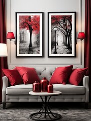 Black and White Wall Art: Classic Scenes Transformed with High-Contrast Red Pops