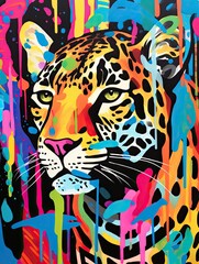 Black Cheetah Print Graffiti Art: Vibrant Overlapping Tags