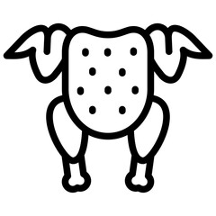 chicken icon illustration design with outline