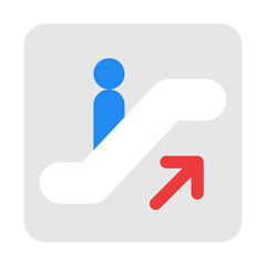 インフォメーション、エスカレーター、上りを表すカラースタイルのアイコン