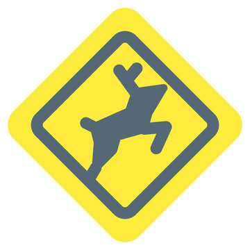 交通標識、動物注意を表すカラースタイルのアイコン