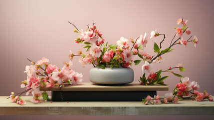 Product Display Table with Spring Flower
