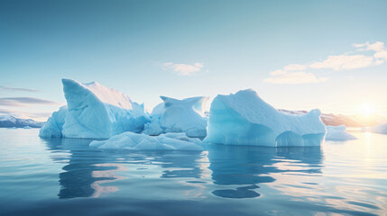 Icebergs melting because of the global warming, ocean